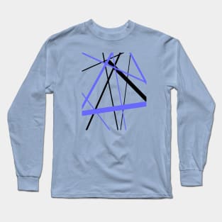 Criss Crossed Blue and Black Stripes Long Sleeve T-Shirt